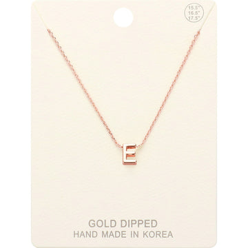 Madeline Love Rose Gold -E- Gold Dipped Initial Monogram Metal Pendant Necklace - Necklaces