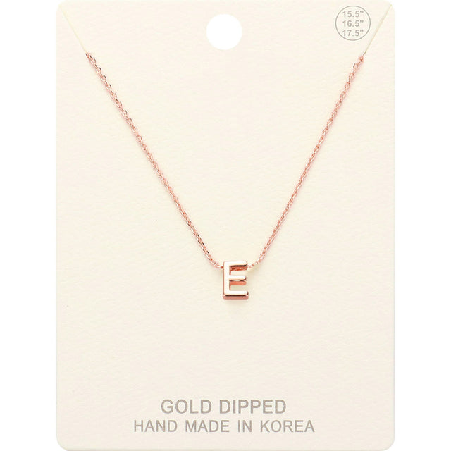 Madeline Love Rose Gold -E- Gold Dipped Initial Monogram Metal Pendant Necklace - Necklaces