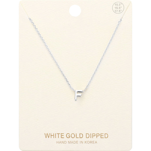 Madeline Love Rhodium -F- White Gold Dipped Initial Monogram Metal Pendant Necklace - Necklaces
