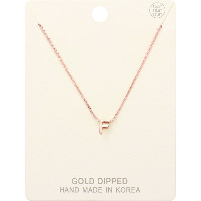 Madeline Love Rose Gold -F- Gold Dipped Initial Monogram Metal Pendant Necklace - Necklaces