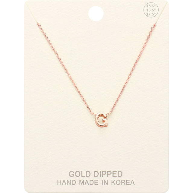 Madeline Love Rose Gold -G- Gold Dipped Initial Monogram Metal Pendant Necklace - Necklaces