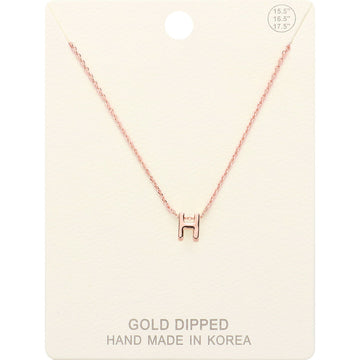 Madeline Love Rose Gold -H- Gold Dipped Initial Monogram Metal Pendant Necklace - Necklaces