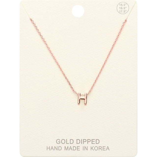Madeline Love Rose Gold -H- Gold Dipped Initial Monogram Metal Pendant Necklace - Necklaces