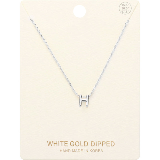 Madeline Love Rhodium -H- White Gold Dipped Initial Monogram Metal Pendant Necklace - Necklaces