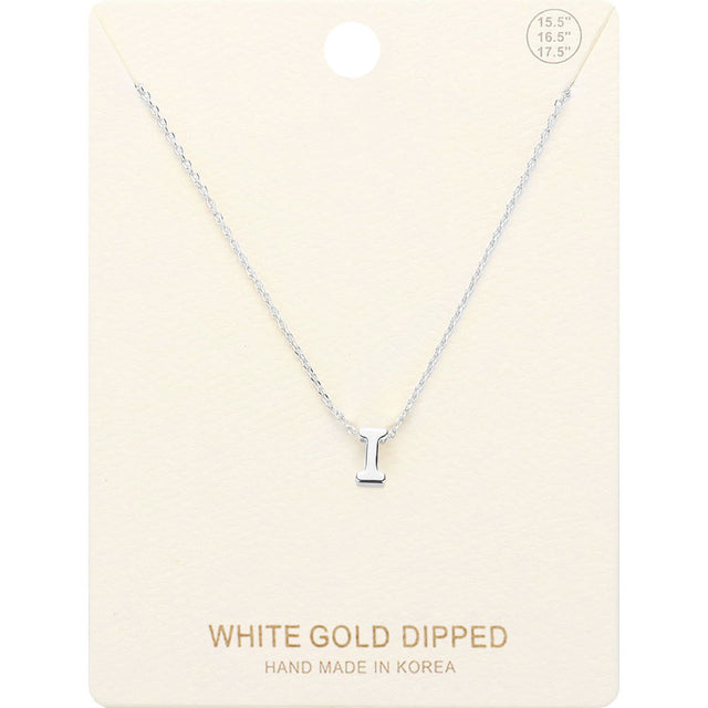Madeline Love Rhodium -I- White Gold Dipped Initial Monogram Metal Pendant Necklace - Necklaces
