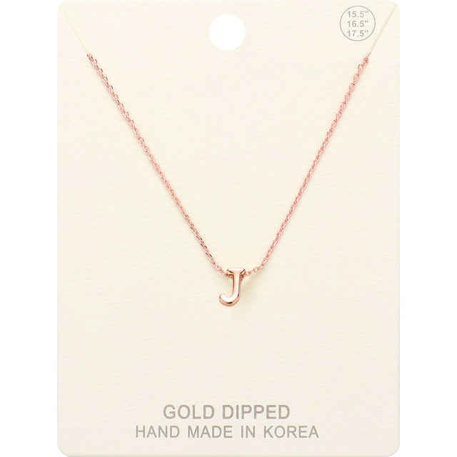 Madeline Love Rose Gold -J- Gold Dipped Initial Monogram Metal Pendant Necklace - Necklaces