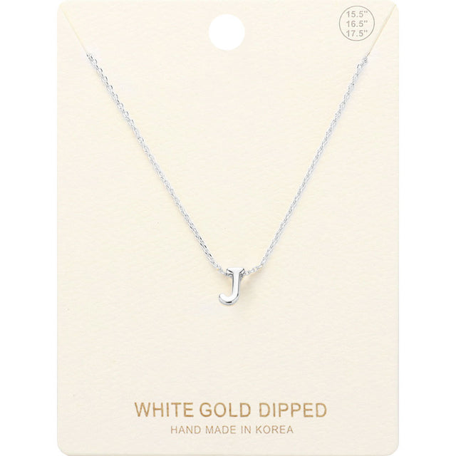 Madeline Love Rhodium -J- White Gold Dipped Initial Monogram Metal Pendant Necklace - Necklaces