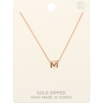 Madeline Love Rose Gold -M- Gold Dipped Initial Monogram Metal Pendant Necklace - Necklaces