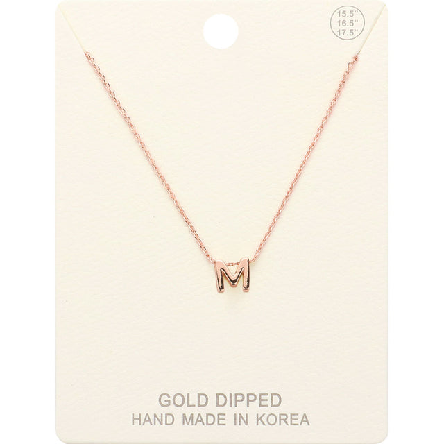 Madeline Love Rose Gold -M- Gold Dipped Initial Monogram Metal Pendant Necklace - Necklaces