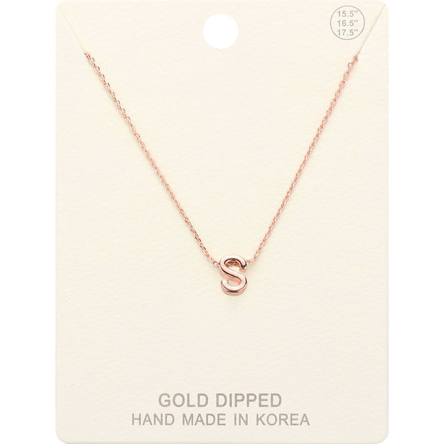 Madeline Love Rose Gold -S- Gold Dipped Initial Monogram Metal Pendant Necklace - Necklaces