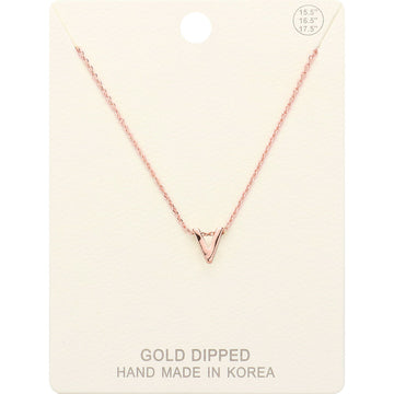 Madeline Love Rose Gold -V- Gold Dipped Initial Monogram Metal Pendant Necklace - Necklaces