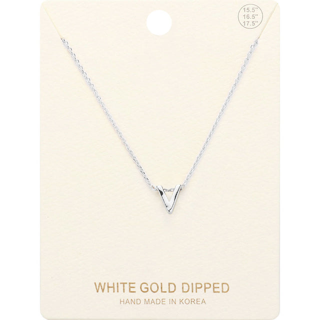Madeline Love Rhodium -V- White Gold Dipped Initial Monogram Metal Pendant Necklace - Necklaces