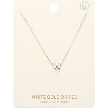 Madeline Love Rhodium -W- White Gold Dipped Initial Monogram Metal Pendant Necklace - Necklaces
