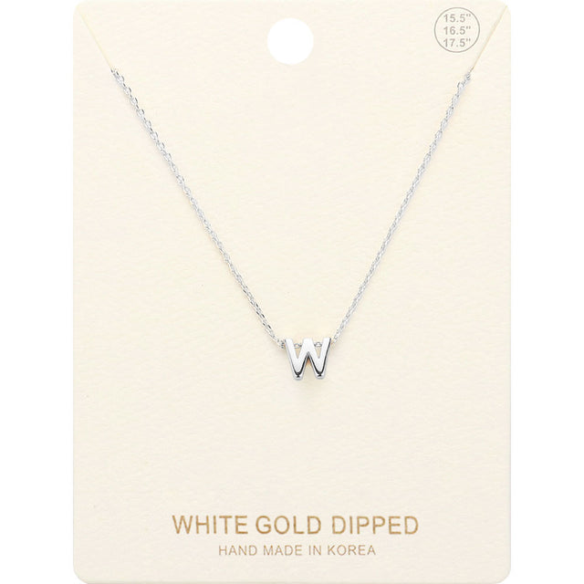 Madeline Love Rhodium -W- White Gold Dipped Initial Monogram Metal Pendant Necklace - Necklaces
