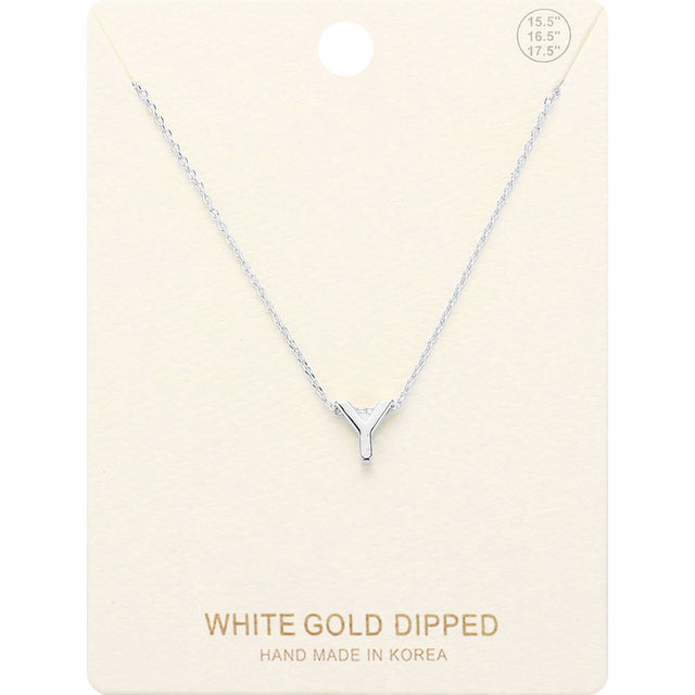 Madeline Love Rhodium -Y- White Gold Dipped Initial Monogram Metal Pendant Necklace - Necklaces