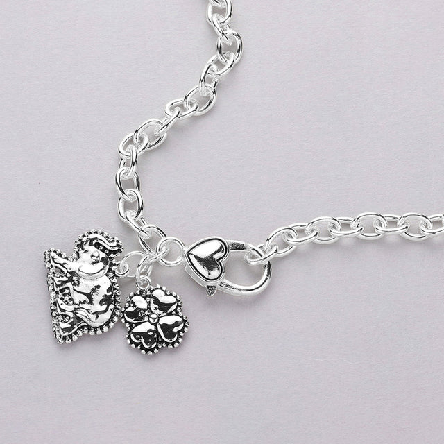 Madeline Love Antique Silver Antique Metal Elephant Clover Pendant Necklace - Necklaces