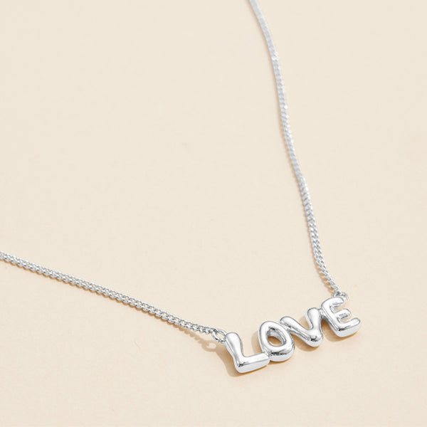 Semi Fine Collection - 18K Gold Dipped Brass Metal LOVE Message Pendant Necklace