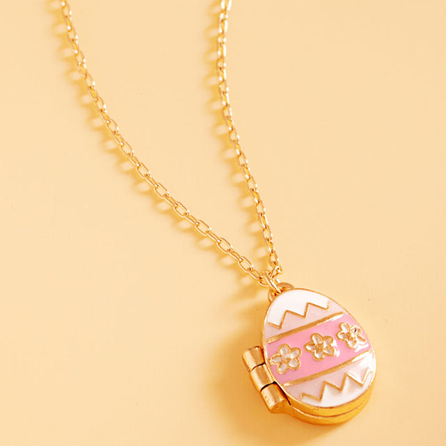 Madeline Love Pink Enamel Easter Egg Locket Pendant Necklace - Jewelry