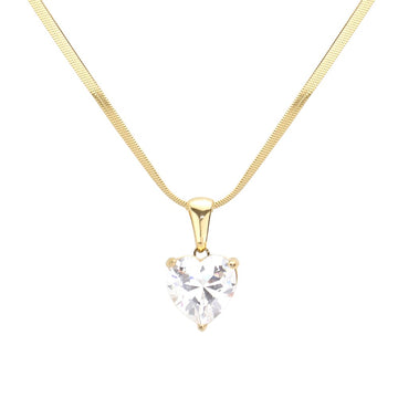 18K Gold Dipped Stainless Steel CZ Heart Pendant Necklace, a perfect way to add a luxurious touch to any outfit. Crafted from stainless steel in 18K gold plating, it features a sparkling cubic zirconia heart pendant. Durable and long-lasting, it's sure to make a statement. Perfect gift for Valentine's or any other day