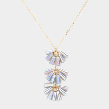 Madeline Love Gray Trapezoid Bead Wrapped Link Pendant Necklace - Necklaces
