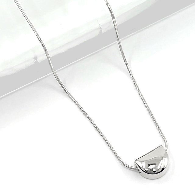 Madeline Love Rhodium Stainless Steel Mini Half Moon Pendant Necklace - Jewelry