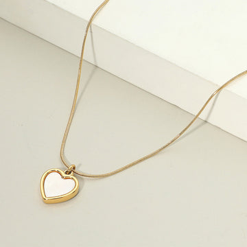 Madeline Love Gold 18K Gold Dipped Stainless Steel Mother of Pearl Heart Pendant Necklace - Jewelry