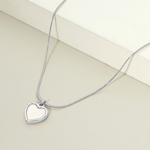Madeline Love Rhodium Stainless Steel Mother of Pearl Heart Pendant Necklace - Jewelry