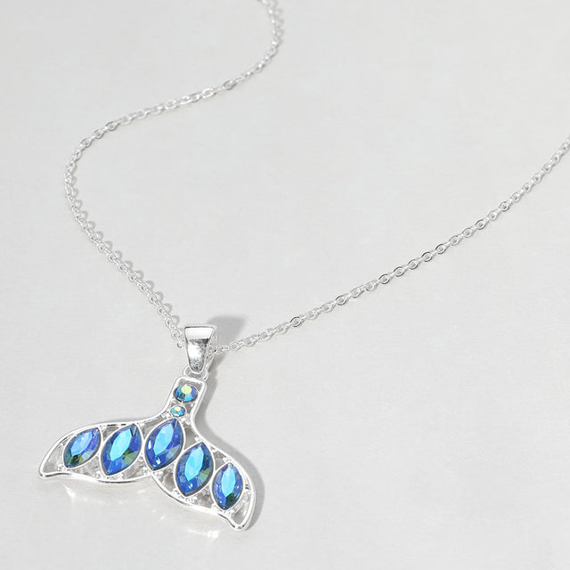 Madeline Love Blue, Silver Stone Embellished Whale Tale Pendant Necklace - Jewelry