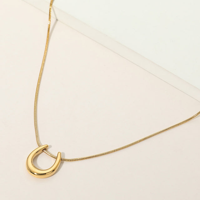 Madeline Love Gold Stainless Steel Horseshoe Pendant Snake Chain Necklace
