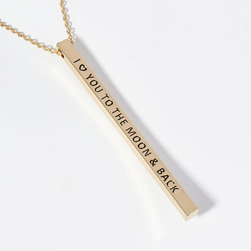 Madeline Love Gold I Love You To The Moon & Back Brass Metal Bar Pendant Necklace - Necklaces