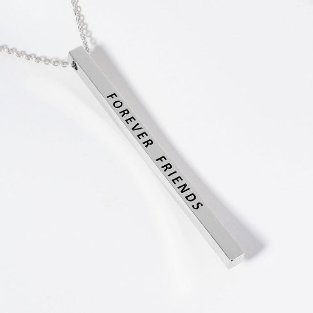 Madeline Love Rhodium FOREVER FRIENDS Brass Metal Bar Pendant Necklace - Necklaces