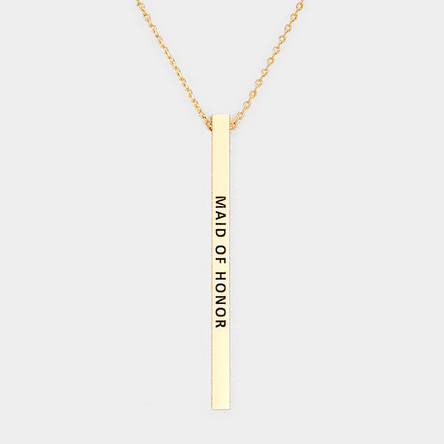 Madeline Love Gold Maid of Honor Metal Bar Pendant Necklace - Necklaces