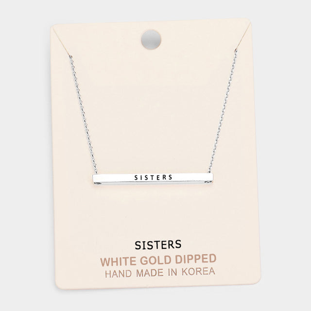 Madeline Love Rhodium 'Sisters' Horizontal Metal Bar Pendant Necklace - Necklaces