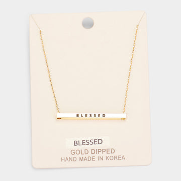 Madeline Love Gold 'Blessed' Horizontal Metal Bar Pendant Necklace - Necklaces