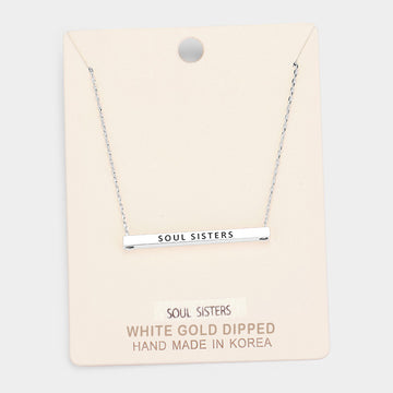Madeline Love Rhodium, White Gold 'Soul Sisters' Horizontal Metal Bar Pendant Necklace - Necklaces