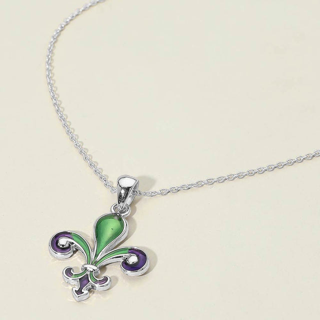 Madeline Love Multi, Silver Fleur de Lis Pendant Necklace - Jewelry