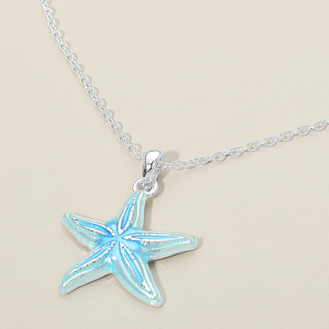 Madeline Love Blue, Silver Starfish Charm Pendant Necklace - Jewelry