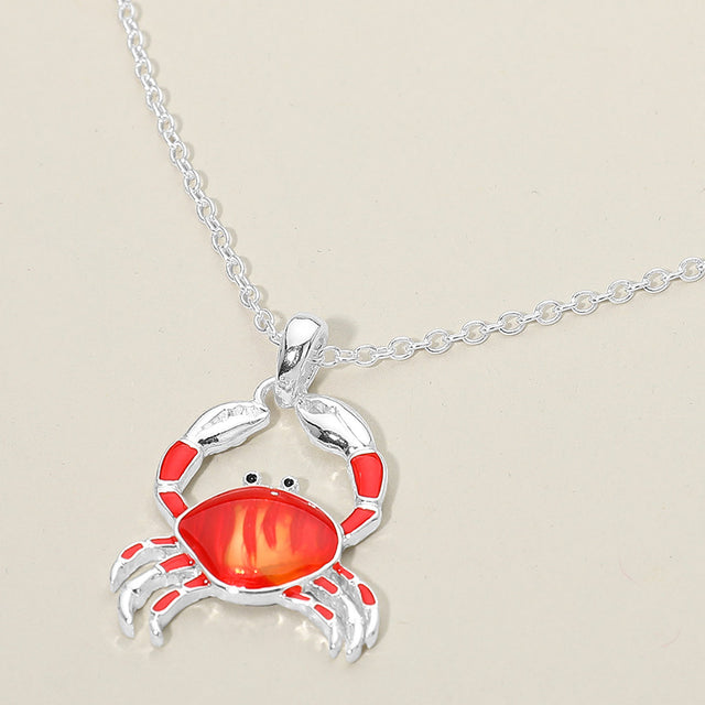 Madeline Love Red, Silver Crab Charm Pendant Necklace - Jewelry