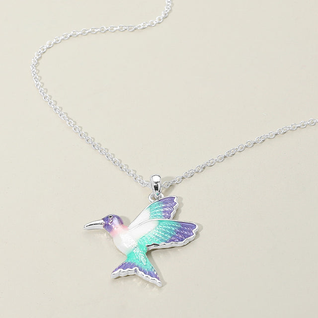 Madeline Love Multi, Silver Ombre Hummingbird Pendant Necklace - Jewelry