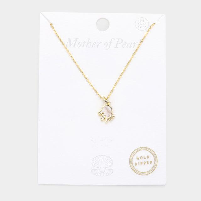 Madeline Love Mother of Pearl Gold Dipped Mother of Pearl Hand Pendant Necklace - Necklaces