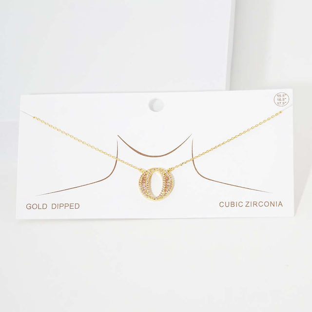 Madeline Love Gold -O- CZ Initial Monogram Pendant Necklace - Jewelry
