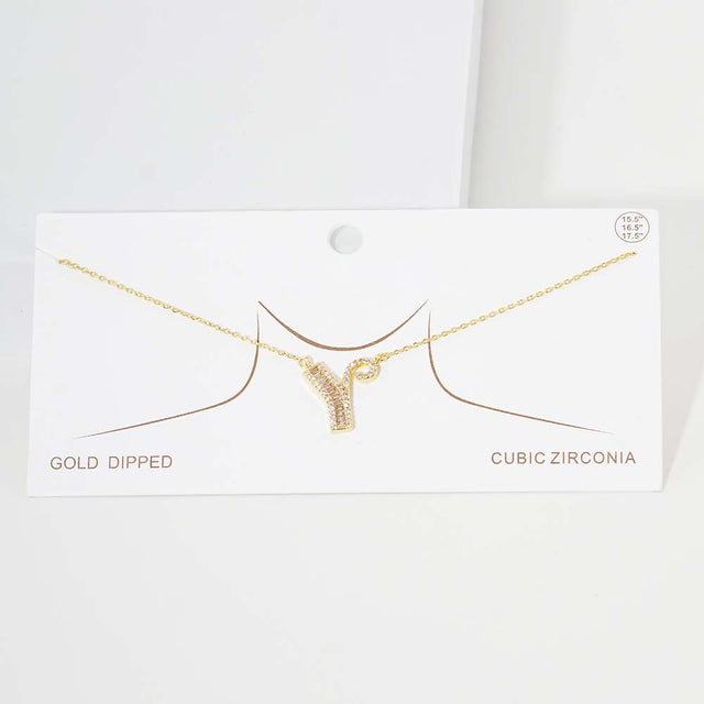Madeline Love Gold -Y- CZ Initial Monogram Pendant Necklace - Jewelry