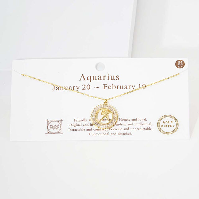 Madeline Love Gold Aquarius Gold Dipped Zodiac Sign Pendant Necklace - Necklaces