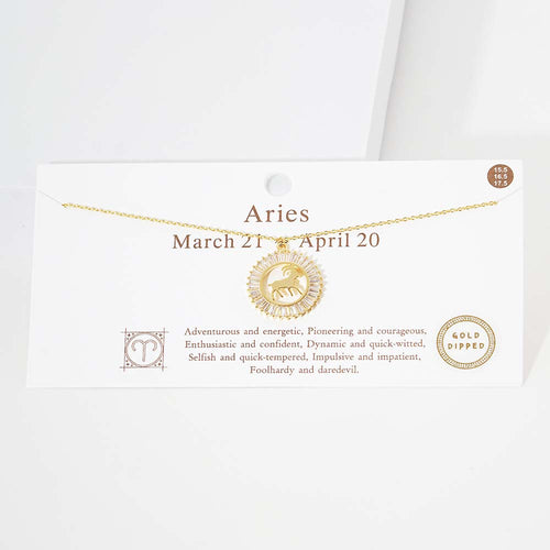 Aries Gold Dipped Zodiac Sign Pendant Necklace - Gold