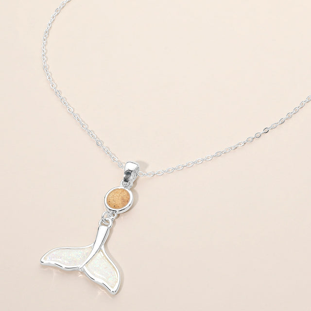 Madeline Love Silver, White Round Whale Tail Link Drop Charm Pendant Necklace - Jewelry