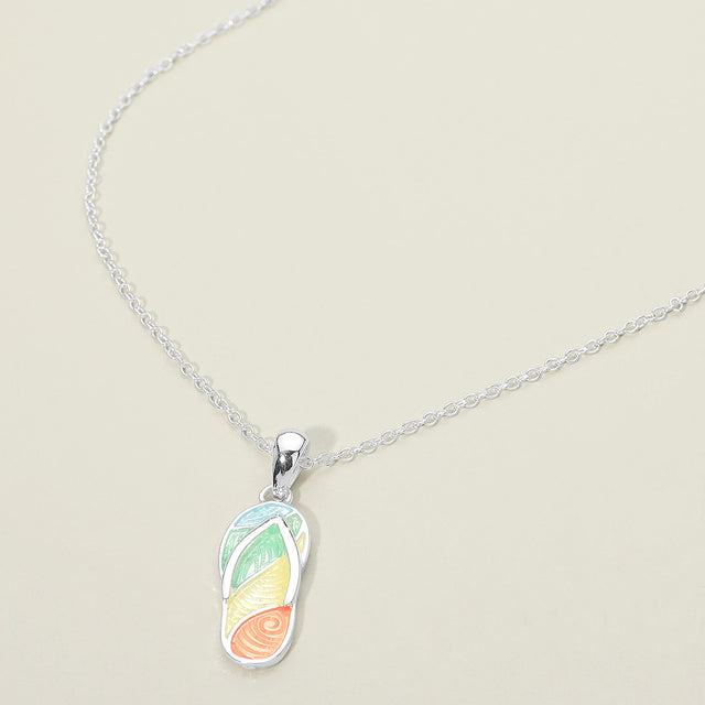 Madeline Love Multi, Silver Flip Flop Charm Pendant Necklace - Jewelry