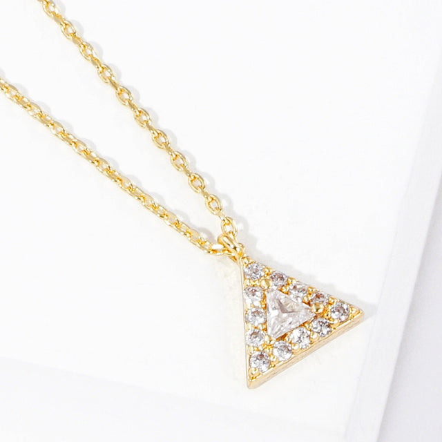 Madeline Love Clear, Gold Gold Dipped CZ Triangle Pendant Necklace - Jewelry