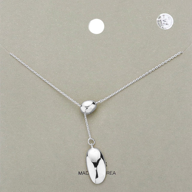 Madeline Love Rhodium Double Metal Pendant Sliding Necklace - Necklaces