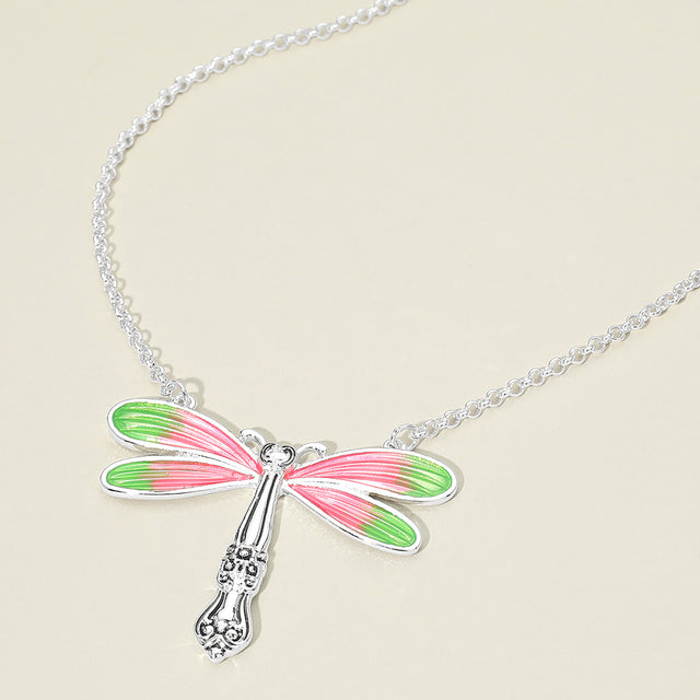 Madeline Love Antique Silver, Pink Dragonfly Charm Pendant Necklace - Jewelry