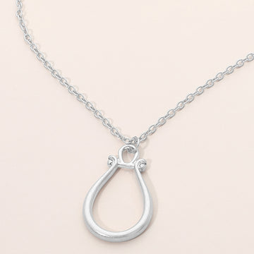 Madeline Love Worn Silver Minimalist Open Teardrop Pendant Necklace - Necklaces